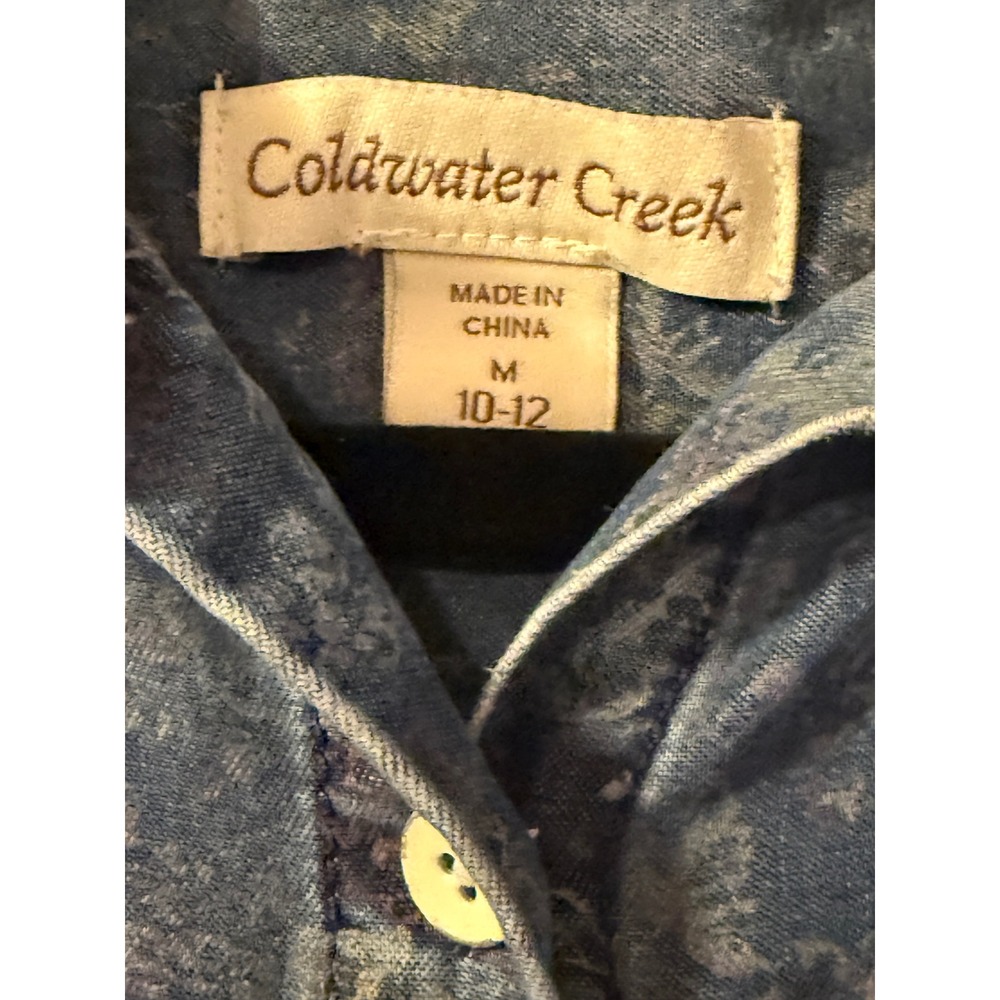 Coldwater Creek Blue Floral Tencel Sleeveless Button Down Shirt Medium 10-12 - Picture 3 of 7